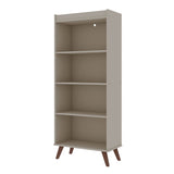 Manhattan Comfort Hampton Mid-Century Modern Bookcase Off White 12PMC6