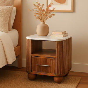 English Elm Artisan Solid Mango Wood Bedside Table Handcrafted Golden Teak Farmhouse Nightstand B182P434615