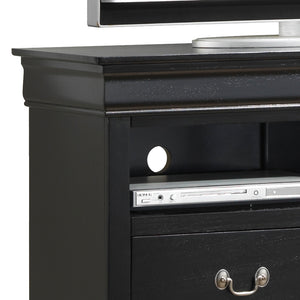 English Elm Elegant Black Media Chest | Compact 35"H x 42"W Storage Cabinet, Fully Assembled, Durable Finish B078108217