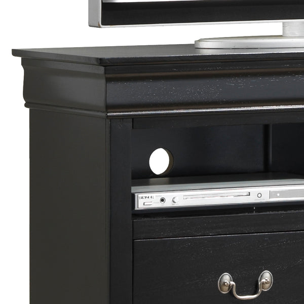English Elm Elegant Black Media Chest | Compact 35"H x 42"W Storage Cabinet, Fully Assembled, Durable Finish B078108217