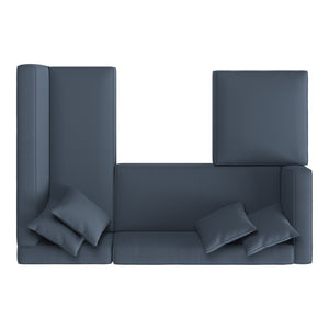English Elm Marston Corduroy L-shape Sectional Sofa Deep Seating Six Seat Modern Living Room Navy Blue B127S00003