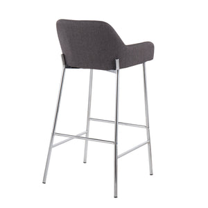 English Elm Daniella Contemporary Bar Stool Set Of 2 - Stylish Chrome Metal & Charcoal Fabric For Modern Spaces B202S00540