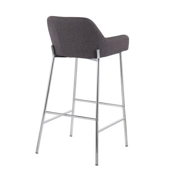 English Elm Daniella Contemporary Bar Stool Set Of 2 - Stylish Chrome Metal & Charcoal Fabric For Modern Spaces B202S00540