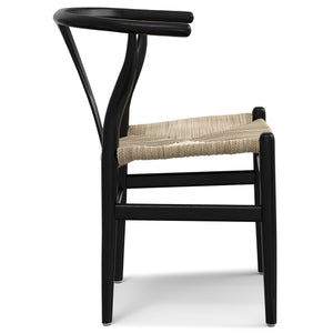English Elm Hershey Dining Chair Set of 2 — Matte Beech Wood Wishbone-Inspired Seats with Handwoven Rope Comfort Black B136P266925