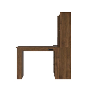 English Elm L Shaped Desk With Led Light & Storage | Modern Corner Computer Desk For Home Office & Gaming Setup W1321S00022