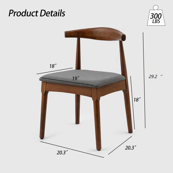 English Elm Mid Century Dining Chairs Set Of 2 - Walnut Frame With Charcoal Grey Fabric For Stylish Comfort W2812P209775