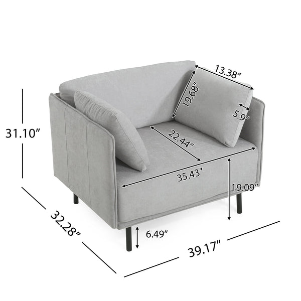 English Elm Christopher Knight Home® - 39" Vintage Grey Lounge Chair - Stylish Polyester Upholstery, Sturdy Wood Frame, Perfect For Any Room N767P208310G