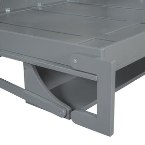 English Elm Full Size Murphy Bed With Hydraulic Lift & Integrated Desk For Space-Saving Comfort And Style N820S10032E