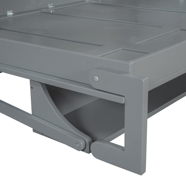 English Elm Full Size Murphy Bed With Hydraulic Lift & Integrated Desk For Space-Saving Comfort And Style N820S10032E