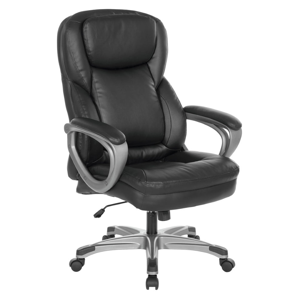 OSP Home Furnishings Exec Bonded Leather Office Chair with Lumbar Support for Executive Home Workspace ECH67707-EC3