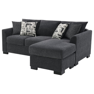 English Elm Pacheco Charcoal Fabric Sleeper Sectional with Chaise Pocket Coil Cushions Modern Living B062P451783