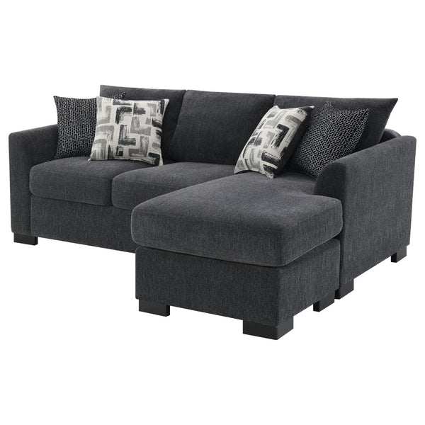 English Elm Pacheco Charcoal Fabric Sleeper Sectional with Chaise Pocket Coil Cushions Modern Living B062P451783