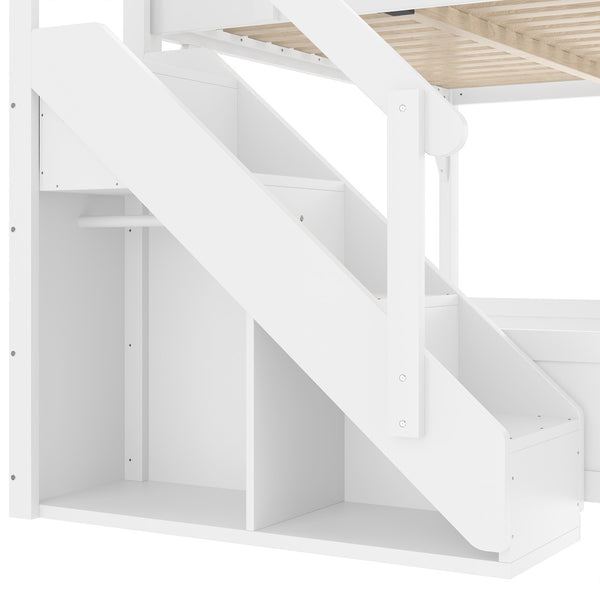 English Elm Twin Low Loft Bed Solid Pine Frame Kids Study Desk Blackboard Storage White Light White W1580S00468