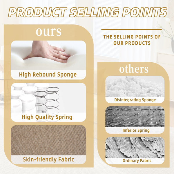 English Elm UNITED Folding Sofa Bed with Removable Cover Zipper, Chenille Memory Foam Sleeper for Small Spaces khaki W1568P293804