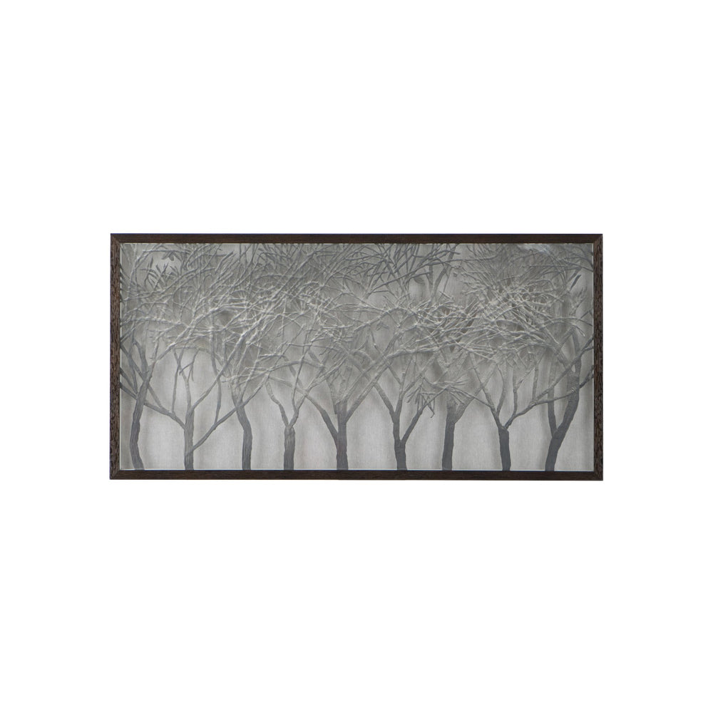 English Elm 39.4x1.2x19.7" Giotto Forest Shadow Box Wall Decor — Warm Brown Frame, Gray Ombre Tree Accent for Den W2078P313335