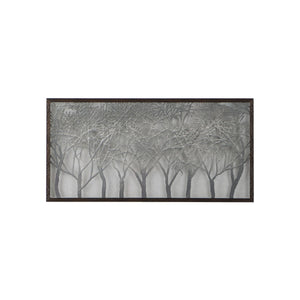 English Elm 39.4x1.2x19.7" Giotto Forest Shadow Box Wall Decor — Warm Brown Frame, Gray Ombre Tree Accent for Den W2078P313335