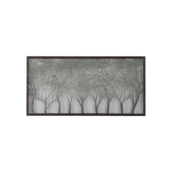 English Elm 39.4x1.2x19.7" Giotto Forest Shadow Box Wall Decor — Warm Brown Frame, Gray Ombre Tree Accent for Den W2078P313335