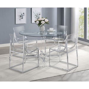English Elm Hartsell Clear Acrylic Sled Base Dining Chairs Glam Chrome Set for Modern Rooms B062P440064