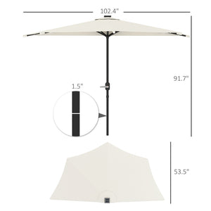 English Elm Upf 30 Plus Half Patio Umbrella with Solar Led Lights Vented Canopy Balcony T3971P426317