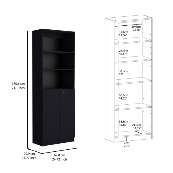 English Elm Dupree Modern 2-Piece Bookcase Set with 9 Shelves for Living Room — Spacious, Durable, Stylish Storage Black 41 L x 28 W x 5 H B070S00239