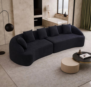 English Elm Compression Foam Curved Sectional Chenille Sleeper Sofa for Modern Living Rooms W2231S00051