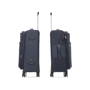 English Elm 3-piece Soft Shell Luggage Set with Swivel Wheels Telescopic Handle and Password Lock Dark Blue T3292P343390