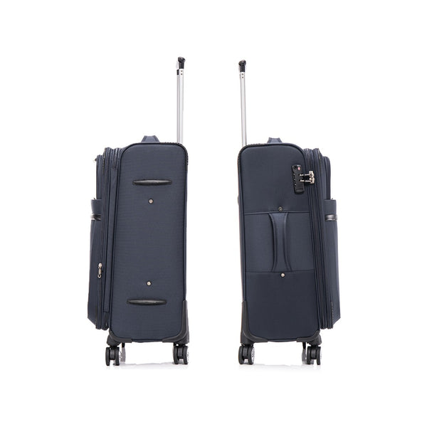 English Elm 3-piece Soft Shell Luggage Set with Swivel Wheels Telescopic Handle and Password Lock Dark Blue T3292P343390