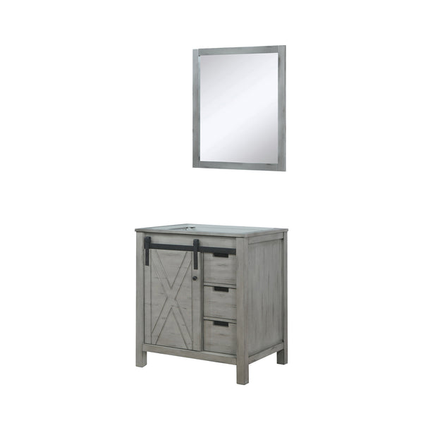 English Elm Ash Grey Bath Vanity Set With 28-Inch Mirror, Stylish Storage, And Easy Installation For Modern Bathrooms B2731S00925