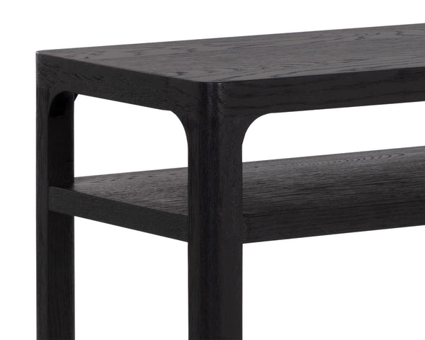 Sunpan Doncaster Console Table - Modern Minimalist Design in Solid Oak Wood for Stylish Home Décor Black