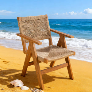 English Elm Lounge Teak Color Outdoor Chair - All-Weather Comfort, Stylish Design, Easy Storage & Quick Assembly W2085P364104