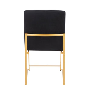 English Elm High Back Fuji Contemporary Dining Chairs - Luxurious Black Velvet & Gold Frame, Set Of 2 B202P223542