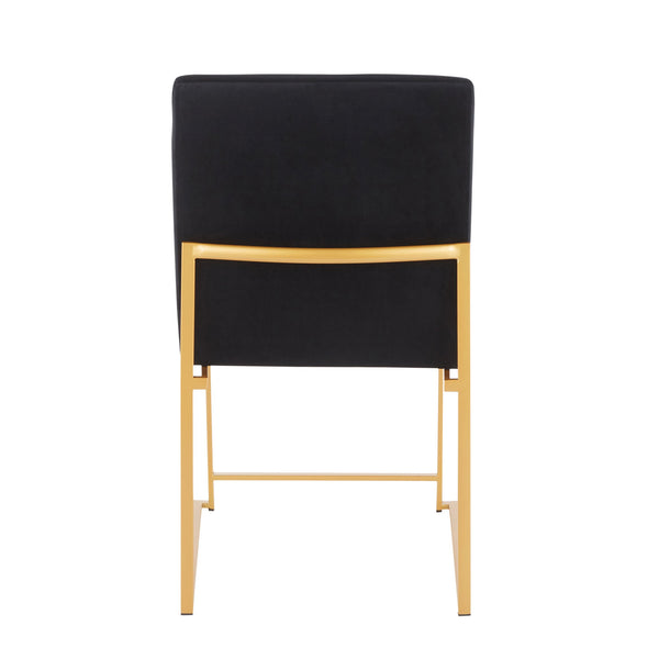 English Elm High Back Fuji Contemporary Dining Chairs - Luxurious Black Velvet & Gold Frame, Set Of 2 B202P223542