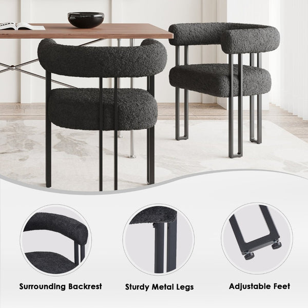 English Elm Counter Height Stools Set of 2 Mid-century Metal Legs Ergonomic Kitchen Island Seating Black T3623P431979