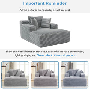 English Elm Full- Corduroy Chaise Lounge Sofa Bed 48.8" Deep Seating Modern Sleeper with Plush Pillows Grey N719P288545E