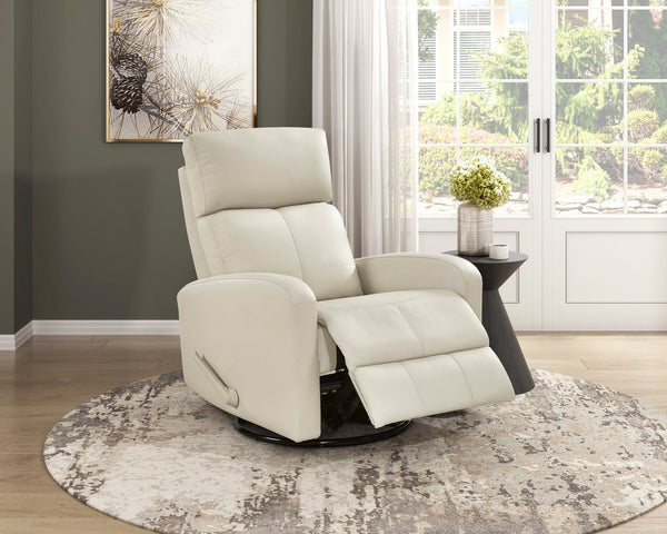 English Elm 1pc Glider Recliner Chair Top Grain Leather Swivel Recliner with Smooth Glide, Plush Foam Comfort Beige 32 L x 30.75 W x 27.5 H B011P395859