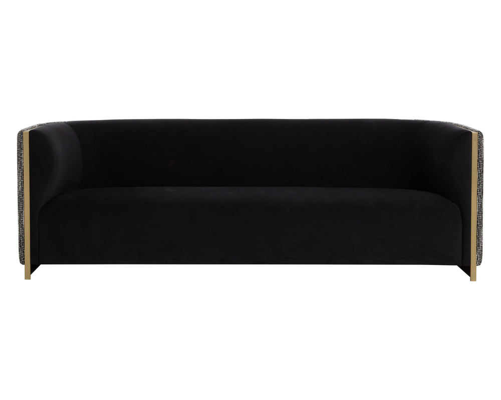 Sunpan Larron Sofa - Contemporary Two-tone Design In Abbington Black & Hobbes Night With Gold Accents Black Fabric 111938