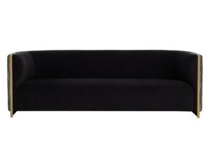 Sunpan Larron Sofa - Contemporary Two-tone Design In Abbington Black & Hobbes Night With Gold Accents Black Fabric 111938