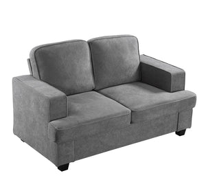 English Elm Modern Velvet Loveseat with Deep Seating and High-Density Foam, Loose Back Cushions, Wide Arms, Stylish Living Sofa for Home 93 Grey B2735P292321