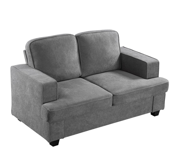 English Elm Modern Velvet Loveseat with Deep Seating and High-Density Foam, Loose Back Cushions, Wide Arms, Stylish Living Sofa for Home 93 Grey B2735P292321