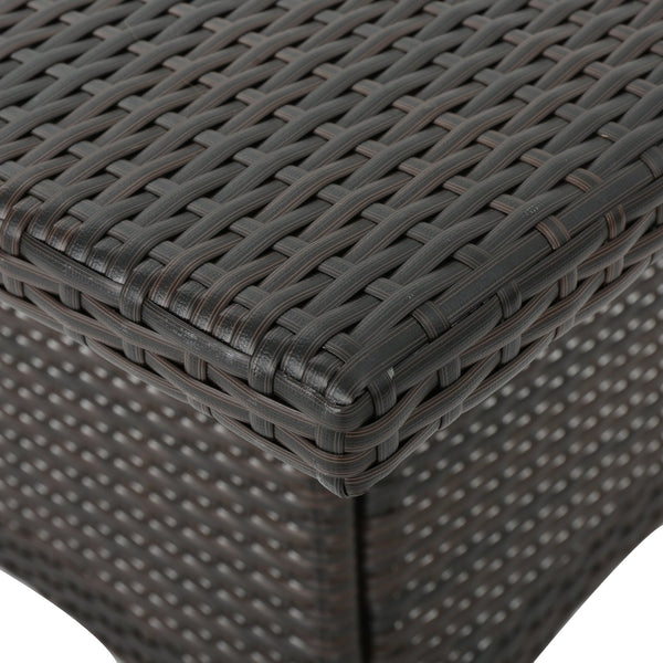 English Elm Christopher Knight Home® - CORSICA Square Outdoor Dining Table - Weather‑Resistant Wicker & Powder‑Coated Iron, 38" Brown 56316.00MBRN