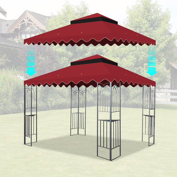 English Elm 10X10 Ft Outdoor Patio Gazebo Replacement Canopy - Stylish Double-Tier Cover For Summer Comfort W419P198352