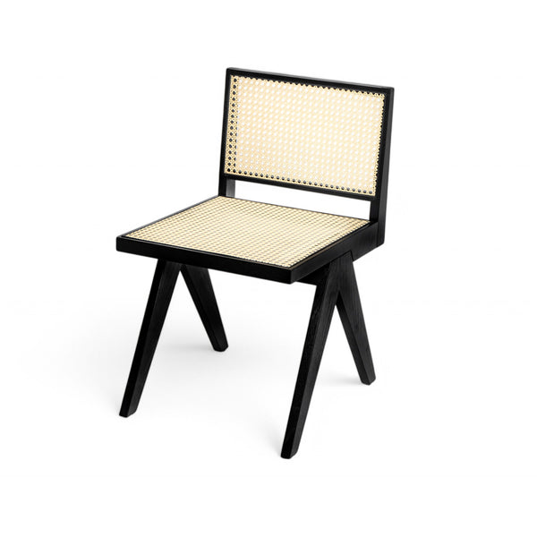 English Elm Christopher Knight Home® - Chandigarh Modern-Rustic Dining Room Chairs Set Of 2, Black Frame With Natural Cane For Comfort N768P241397B
