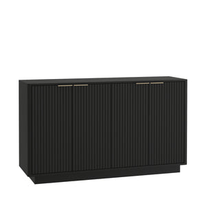 English Elm Black Fluted Buffet Cabinet Modern Sideboard with Adjustable Shelves, Spacious Credenza for Dining Room Decor W1321P386952