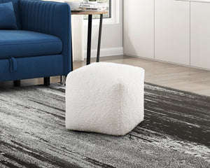 English Elm Modern Off-White Faux Fur Square Pouf Ottoman - Versatile Footstool & Extra Seating For Any Room B011P251655