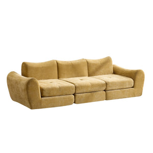 English Elm Modular Cloud Sectional Sofa Bed with Flannelette Upholstery for Flexible Living Yellow W1829S00077