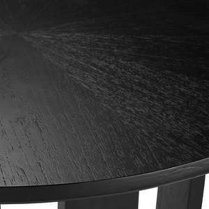 Blake Black Dining Table - Contemporary Mindi Wood with Starburst Design & Polished Brass Accents