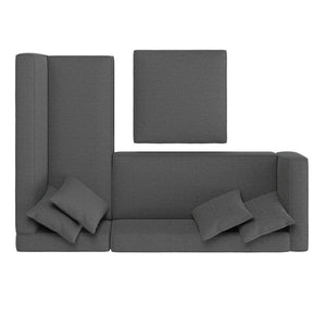 English Elm Marston Corduroy L-shape Sectional Sofa Deep Seating Six Seat Modern Living Room B127S00002