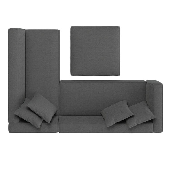 English Elm Marston Corduroy L-shape Sectional Sofa Deep Seating Six Seat Modern Living Room B127S00002