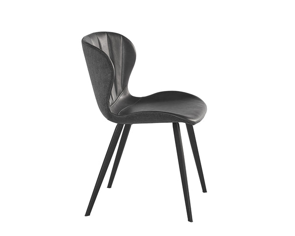 Sunpan Arabella Modern Dining Chair with Clamshell Tufting, Black Steel Legs, Stylish Comfort and Durability Bravo Portabella / Polo Club Kohl Grey