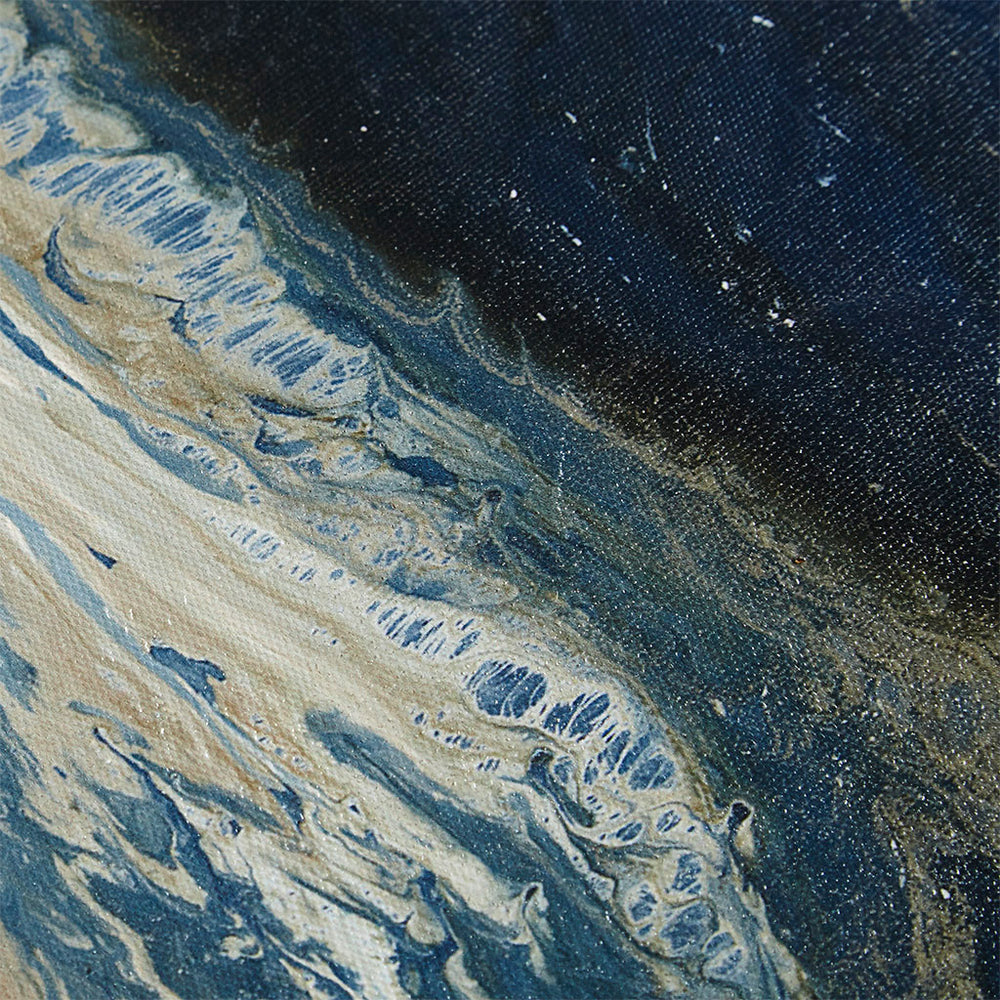 JLA Home INK+IVY - Triptych Coastal Wave 3-Piece Canvas Art Set — Navy Taupe White Abstract Gel-Coated Panels, Ready to Hang II95C-0061